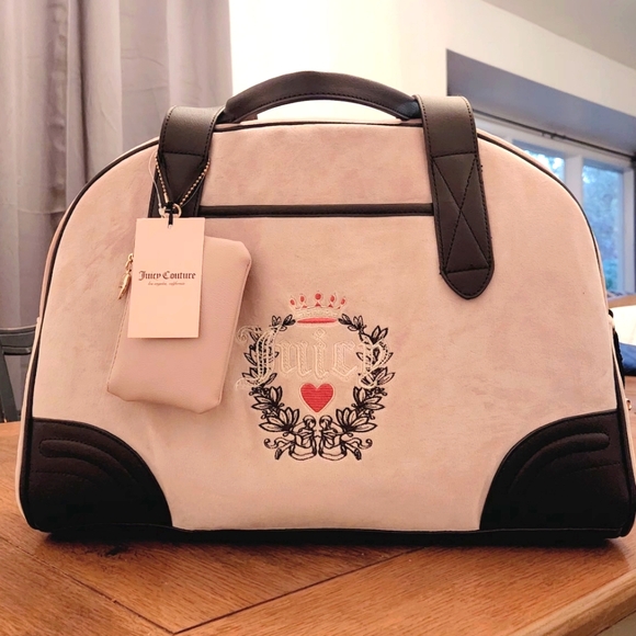 Juicy Couture Handbags - Juicy Couture Dome Weekender Travel Bag Tote Bag NWT pink and brown